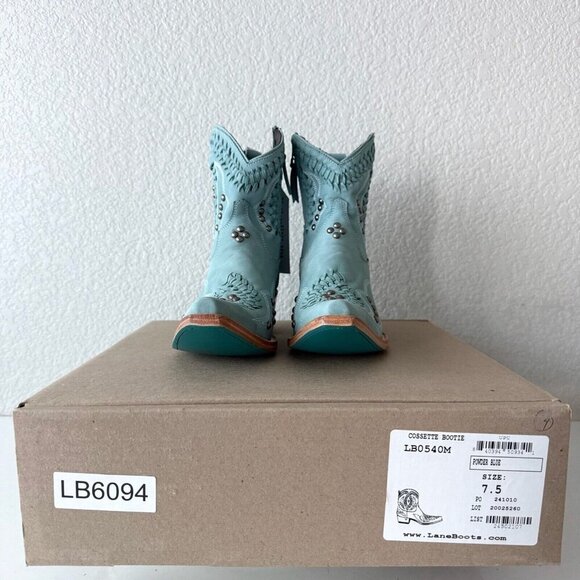 Lane COSSETTE Womens Cowboy Bootie 7.5 Blue Cowgirl Western Short Ankle Boots - Picture 10 of 11